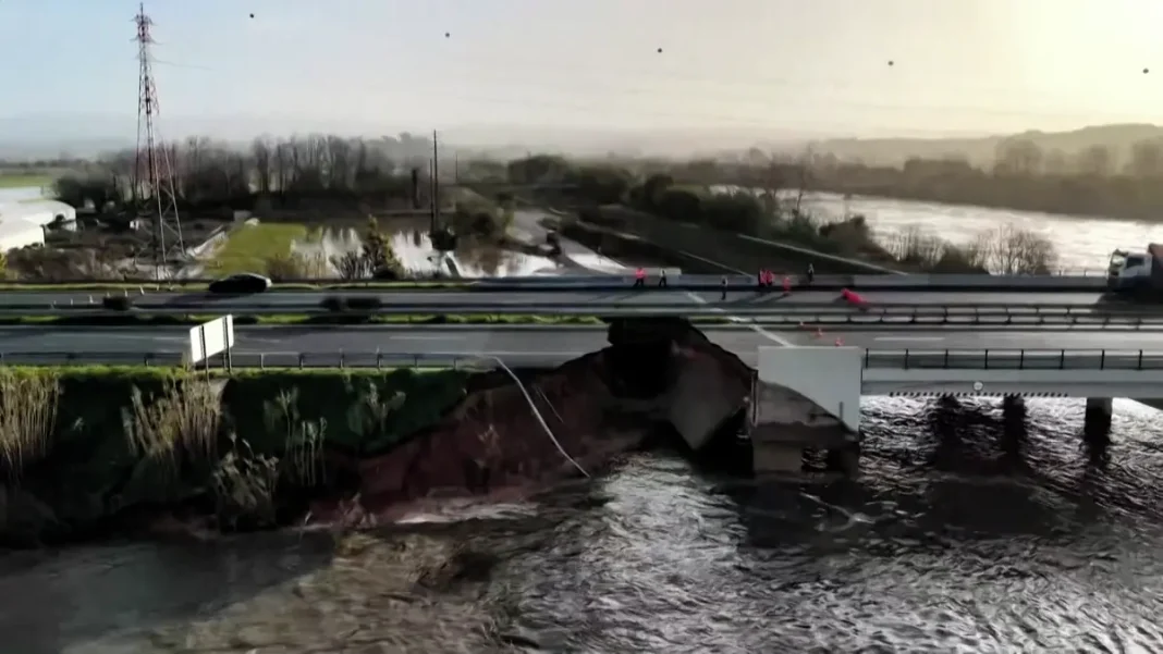 Heavy Rains in Portugal Sweep Away Part of Highway